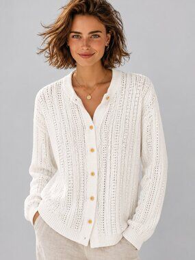 Vintage, Cotton crisp white cardigan